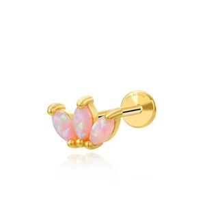 Cor Bloom 3-Petal Labret Piercing Stud (Pink Opal)
